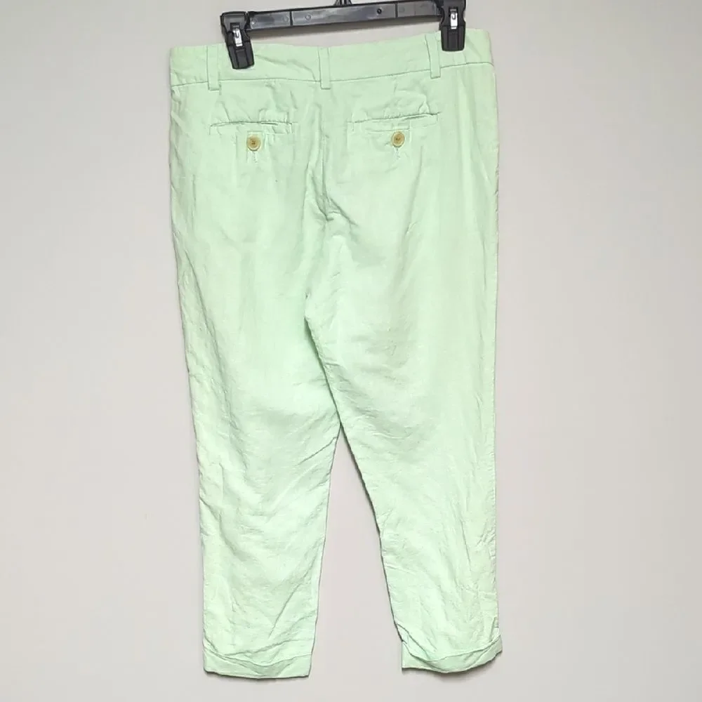 Banana Republic Light Green Linen Cropped Pants